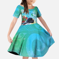 New Zealand Tomtit Family Matching Puletasi and Hawaiian Shirt Maori Koru With Pohutukawa Galaxy Style - Polynesian Pride