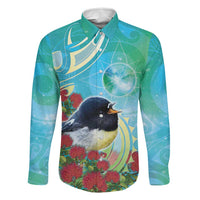 New Zealand Tomtit Family Matching Puletasi and Hawaiian Shirt Maori Koru With Pohutukawa Galaxy Style - Polynesian Pride