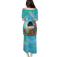 New Zealand Tomtit Family Matching Puletasi and Hawaiian Shirt Maori Koru With Pohutukawa Galaxy Style - Polynesian Pride
