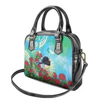 New Zealand Tomtit Shoulder Handbag Maori Koru With Pohutukawa Galaxy Style - Polynesian Pride