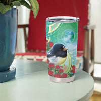 New Zealand Tomtit Tumbler Cup Maori Koru With Pohutukawa Galaxy Style - Polynesian Pride