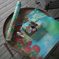 New Zealand Tomtit Wrapping Paper Maori Koru With Pohutukawa Galaxy Style
