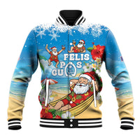 Guam Christmas Baseball Jacket Felis Pasgua Chilling Santa - Polynesian Pride