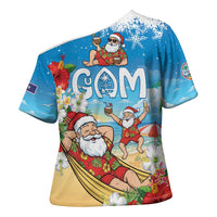 Guam Christmas Cross Shoulder Shirt Felis Pasgua Chilling Santa LT05 - Polynesian Pride