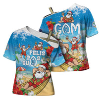 Guam Christmas Cross Shoulder Shirt Felis Pasgua Chilling Santa LT05 - Polynesian Pride