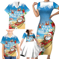 Guam Christmas Family Matching Short Sleeve Bodycon Dress and Hawaiian Shirt Felis Pasgua Chilling Santa - Polynesian Pride