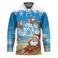 Guam Christmas Hockey Jersey Felis Pasgua Chilling Santa - Polynesian Pride
