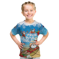 Guam Christmas Kid T Shirt Felis Pasgua Chilling Santa - Polynesian Pride