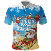 Guam Christmas Polo Shirt Felis Pasgua Chilling Santa - Polynesian Pride