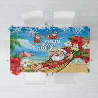 Guam Christmas Tablecloth Felis Pasgua Chilling Santa LT05 Blue - Polynesian Pride