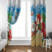 Guam Christmas Window Curtain Felis Pasgua Chilling Santa - Polynesian Pride