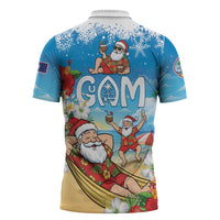 Guam Christmas Zipper Polo Shirt Felis Pasgua Chilling Santa LT05 - Polynesian Pride