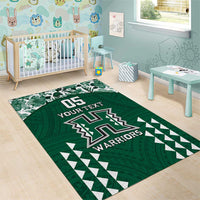 Custom Hawaii Football Area Rug Rainbow Warriors Tropical Vibes LT05 - Polynesian Pride
