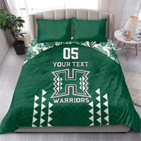 Custom Hawaii Football Bedding Set Rainbow Warriors Tropical Vibes - Polynesian Pride