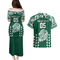 Custom Hawaii Football Couples Matching Puletasi and Hawaiian Shirt Rainbow Warriors Tropical Vibes - Polynesian Pride