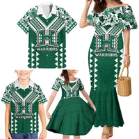 Custom Hawaii Football Family Matching Mermaid Dress and Hawaiian Shirt Rainbow Warriors Tropical Vibes - Polynesian Pride