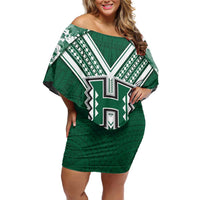 Custom Hawaii Football Family Matching Off Shoulder Short Dress and Hawaiian Shirt Rainbow Warriors Tropical Vibes - Polynesian Pride