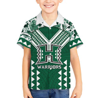 Custom Hawaii Football Family Matching Puletasi and Hawaiian Shirt Rainbow Warriors Tropical Vibes LT05 Son's Shirt Green - Polynesian Pride