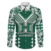 Custom Hawaii Football Family Matching Short Sleeve Bodycon Dress and Hawaiian Shirt Rainbow Warriors Tropical Vibes LT05 Dad's Shirt - Long Sleeve Green - Polynesian Pride