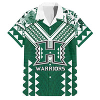 Custom Hawaii Football Family Matching Tank Maxi Dress and Hawaiian Shirt Rainbow Warriors Tropical Vibes LT05 Dad's Shirt - Short Sleeve Green - Polynesian Pride