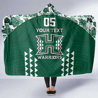 Custom Hawaii Football Hooded Blanket Rainbow Warriors Tropical Vibes LT05 One Size Green - Polynesian Pride