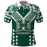 Custom Hawaii Football Polo Shirt Rainbow Warriors Tropical Vibes LT05 Green - Polynesian Pride