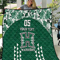 Custom Hawaii Football Quilt Rainbow Warriors Tropical Vibes LT05 Green - Polynesian Pride