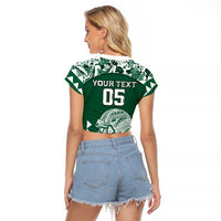 Custom Hawaii Football Raglan Cropped T Shirt Rainbow Warriors Tropical Vibes LT05 - Polynesian Pride