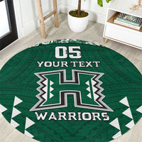 Custom Hawaii Football Round Carpet Rainbow Warriors Tropical Vibes LT05 Green - Polynesian Pride