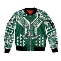 Custom Hawaii Football Sleeve Zip Bomber Jacket Rainbow Warriors Tropical Vibes - Polynesian Pride