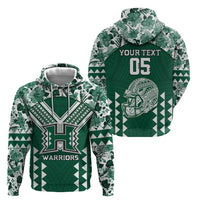 Custom Hawaii Football Zip Hoodie Rainbow Warriors Tropical Vibes - Polynesian Pride