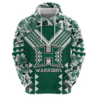 Custom Hawaii Football Zip Hoodie Rainbow Warriors Tropical Vibes - Polynesian Pride