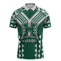 Custom Hawaii Football Zipper Polo Shirt Rainbow Warriors Tropical Vibes LT05 Green - Polynesian Pride