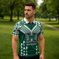 Custom Hawaii Football Zipper Polo Shirt Rainbow Warriors Tropical Vibes - Polynesian Pride