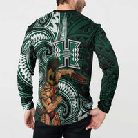 Hawaii Ikaika Warrior Football Button Sweatshirt Polynesian Tribal Tattoo - Polynesian Pride