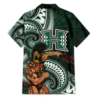 Hawaii Ikaika Warrior Football Family Matching Off The Shoulder Long Sleeve Dress and Hawaiian Shirt Polynesian Tribal Tattoo - Polynesian Pride