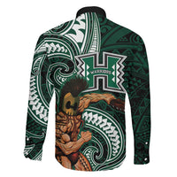 Hawaii Ikaika Warrior Football Family Matching Off Shoulder Maxi Dress and Hawaiian Shirt Polynesian Tribal Tattoo LT05 - Polynesian Pride