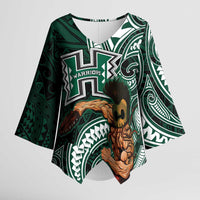 Hawaii Ikaika Warrior Football Kimono Sleeve Blouse Polynesian Tribal Tattoo - Polynesian Pride