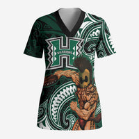 Hawaii Ikaika Warrior Football Scrub Top Polynesian Tribal Tattoo - Polynesian Pride