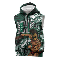 Hawaii Ikaika Warrior Football Sleeveless Zip Hoodie Polynesian Tribal Tattoo - Polynesian Pride