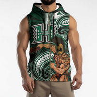 Hawaii Ikaika Warrior Football Sleeveless Zip Hoodie Polynesian Tribal Tattoo - Polynesian Pride