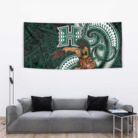 Hawaii Ikaika Warrior Football Tapestry Polynesian Tribal Tattoo - Polynesian Pride