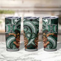 Hawaii Ikaika Warrior Football Tumbler Cup Polynesian Tribal Tattoo - Polynesian Pride