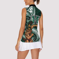 Hawaii Ikaika Warrior Football Women Sleeveless Polo Shirt Polynesian Tribal Tattoo - Polynesian Pride