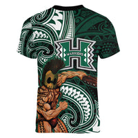 Hawaii Ikaika Warrior Football Women V-Neck T-Shirt Polynesian Tribal Tattoo LT05 - Polynesian Pride