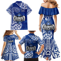 Personalised Hafa Adai Guam History and Chamorro Heritage Day Family Matching Mermaid Dress and Hawaiian Shirt Blue Latte Stone LT05 - Polynesian Pride