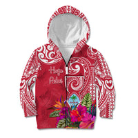 Personalised Hafa Adai Guam History and Chamorro Heritage Day Kid Hoodie Red Latte Stone LT05 Zip Hoodie Red - Polynesian Pride