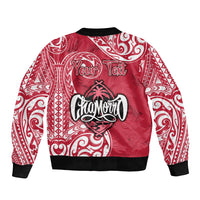 Personalised Hafa Adai Guam History and Chamorro Heritage Day Sleeve Zip Bomber Jacket Red Latte Stone LT05 - Polynesian Pride