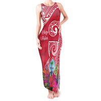 Personalised Hafa Adai Guam History and Chamorro Heritage Day Tank Maxi Dress Red Latte Stone LT05 Women Red - Polynesian Pride