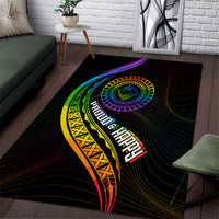 LGBT History Month Area Rug Proud And Happy Polynesian Dolphin LT05 Black - Polynesian Pride